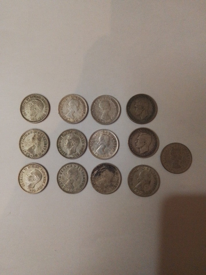 13 Australia Sixpence Coins From 1930-1962