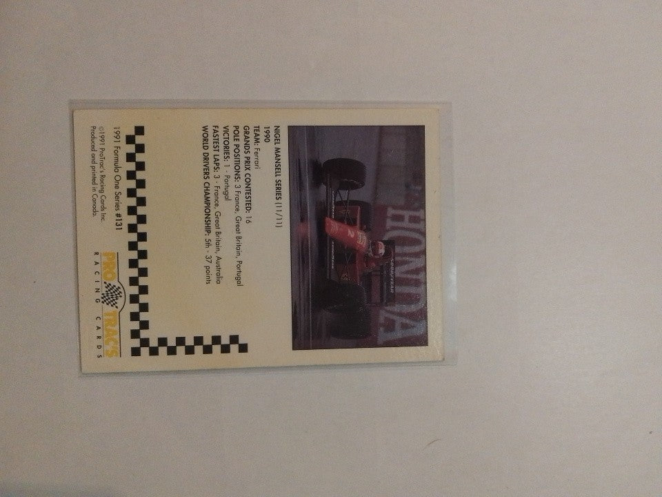 1991 Formula One Series No.131 Pro Trac's Racing Cards Nigel Mansell