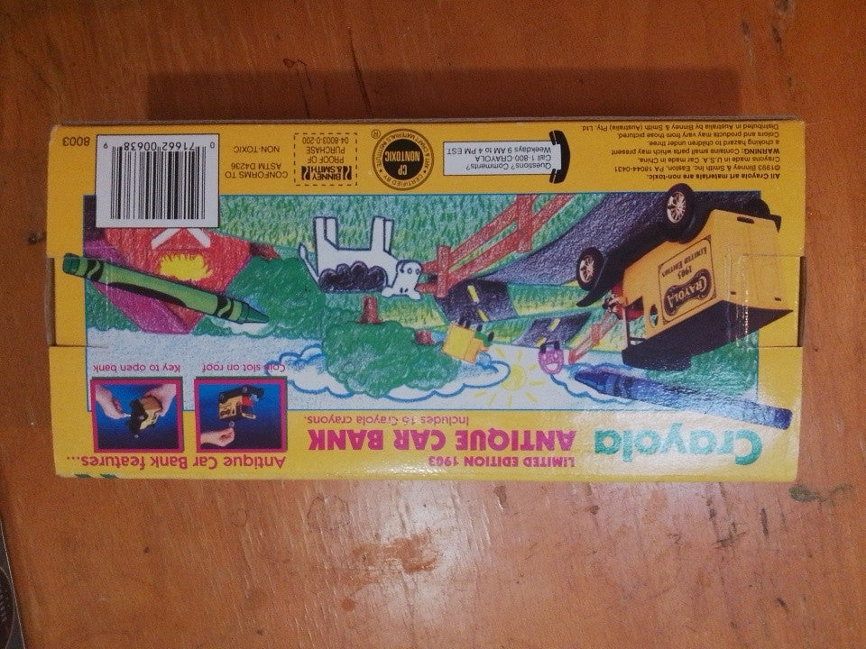 1993 Crayola Limited Edition 1903 Antique Car Bank Includes 16 Crayola Crayons 