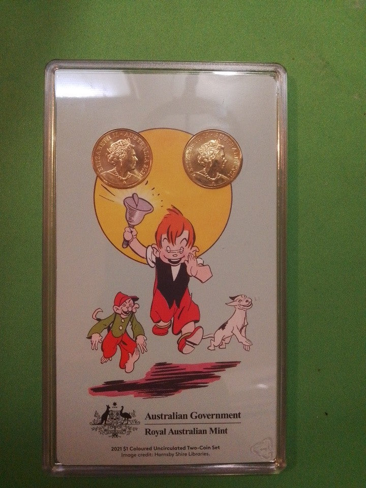 2021 $1 Coloured Coin Uncirculated Two Coin Set Ginger Meggs