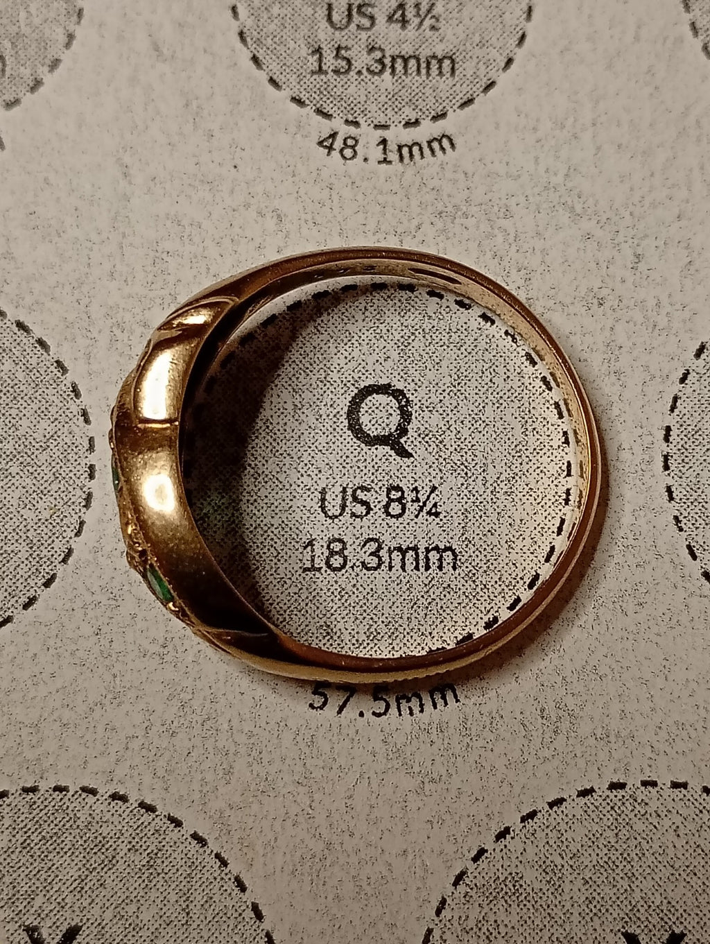 9ct Yellow Gold And Emerald Ring Rare - Vintage Estate Jewellery