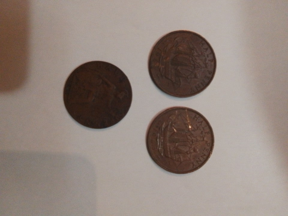 2 British 1965 Half Penny And 1914 Half Penny