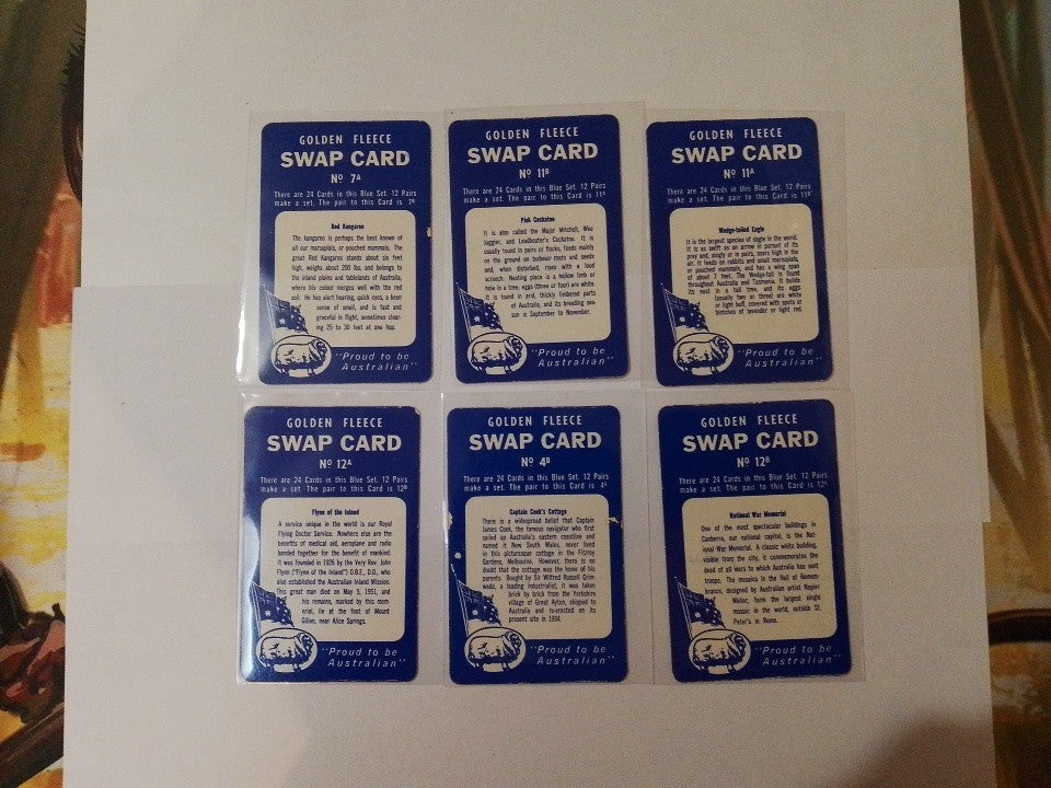 6x 1960's Golden Fleece Swap Cards