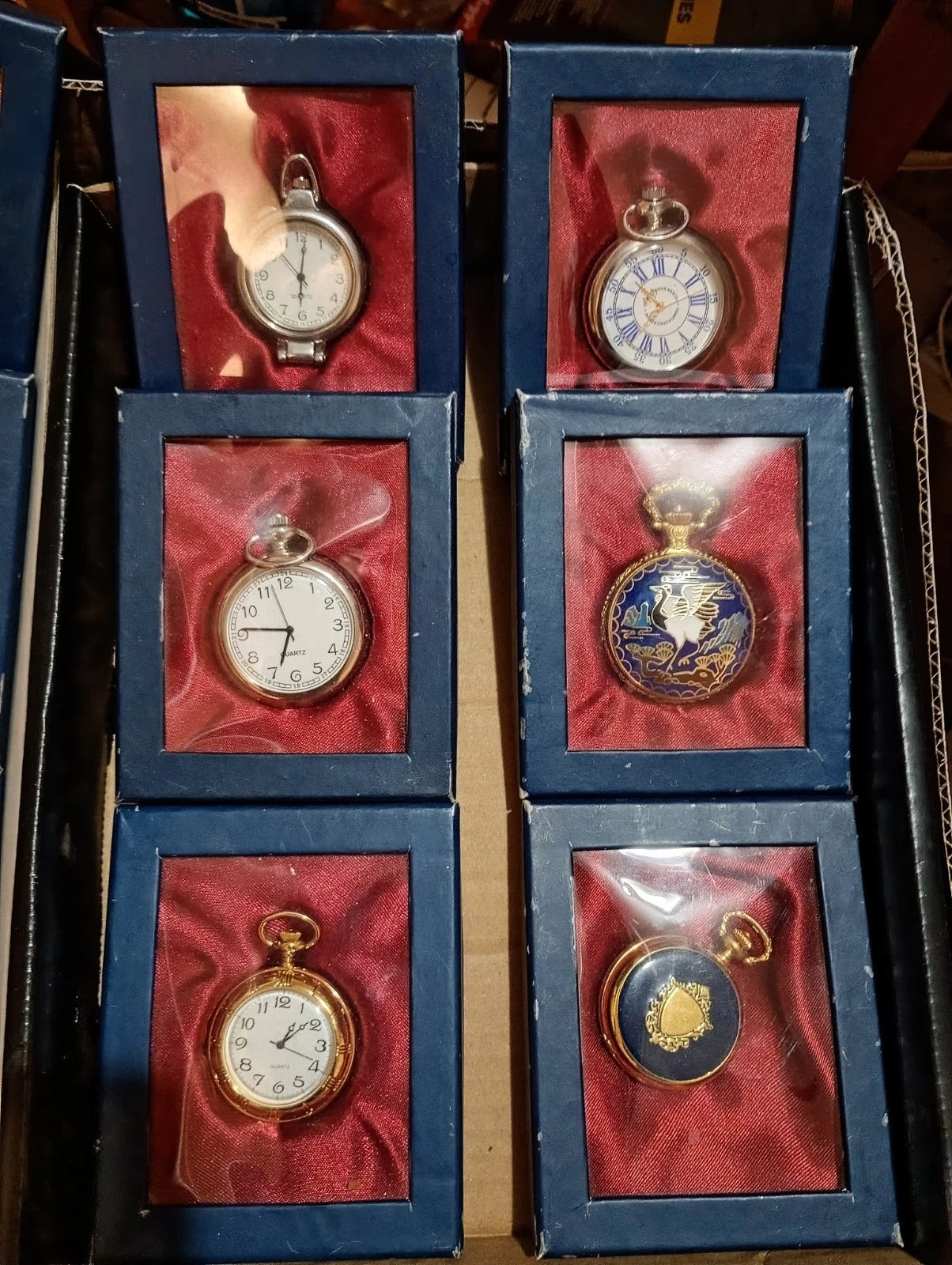 6 Elegant Pocket Watches New In Box Bulk Lot