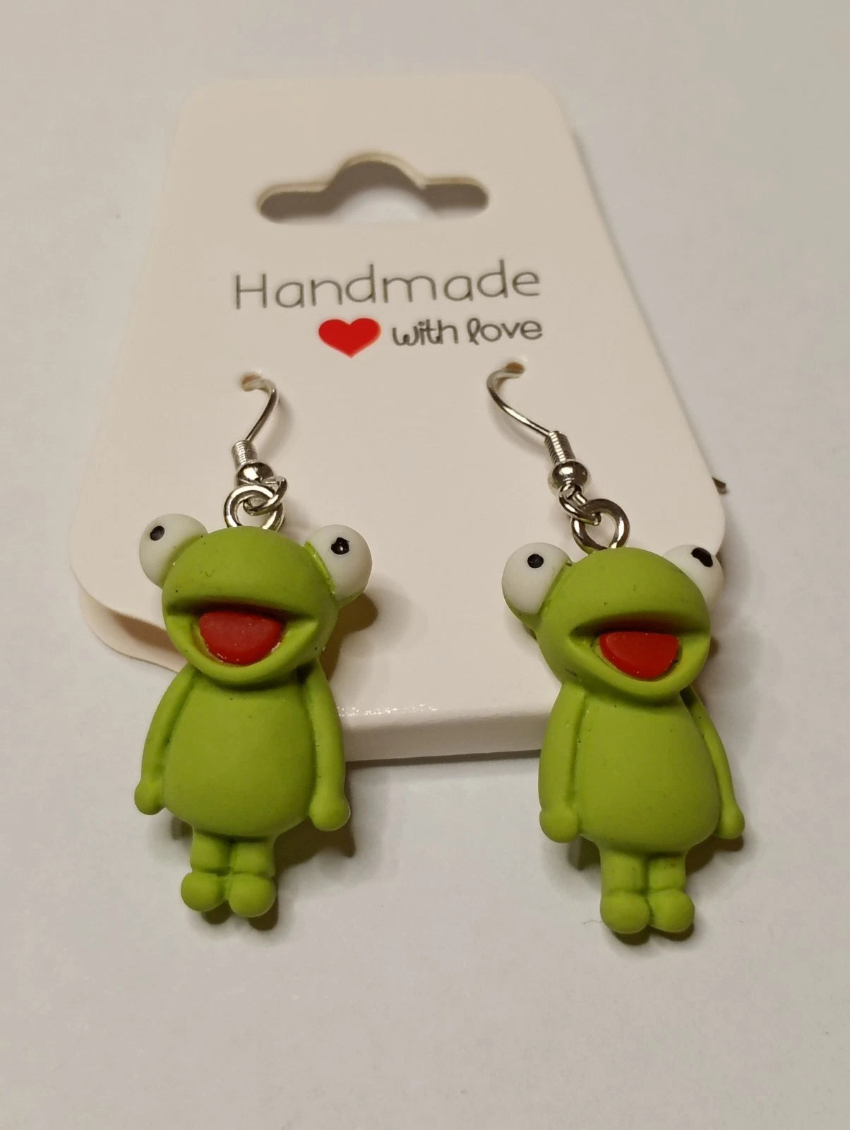 Green Frog Dangle Earrings